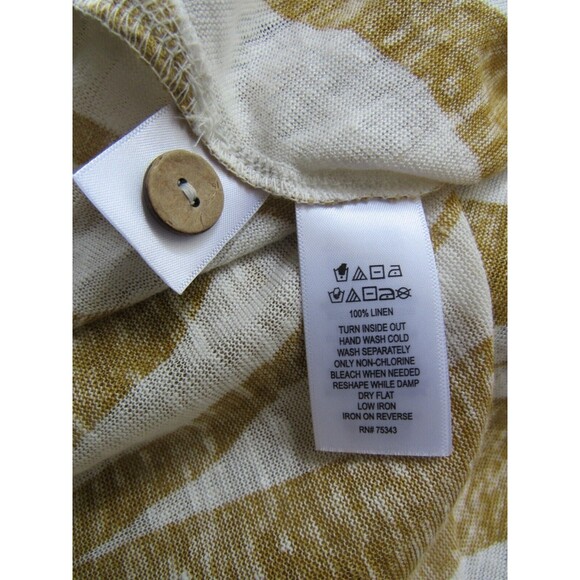 Tan White Zebra Animal Print Cap Sleeve Blouse 100% Linen Tahari Size M - Picture 9 of 16